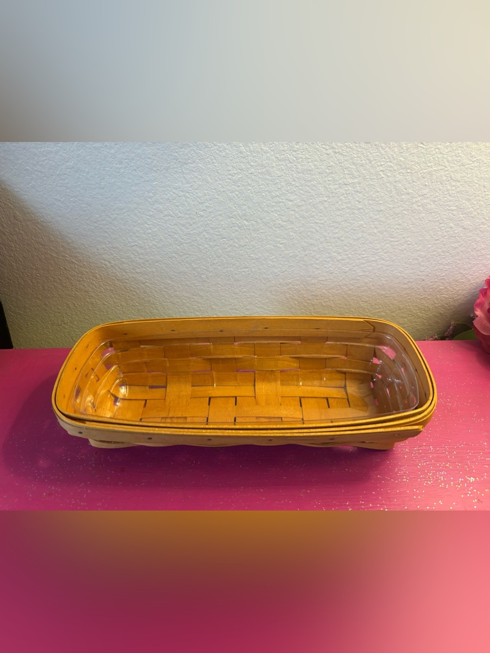 Vintage Longaberger 2000 Cracker Basket with Plastic Protector